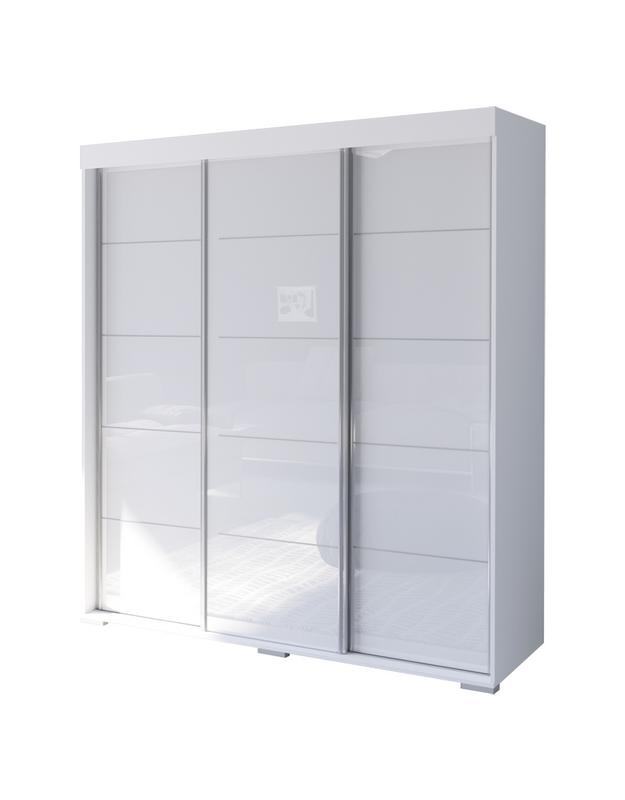 MEBLE FURNITURE /& RUGS Aria 3 Door 71 Wide Modern High Gloss Wardrobe Armoire with Mirror Black